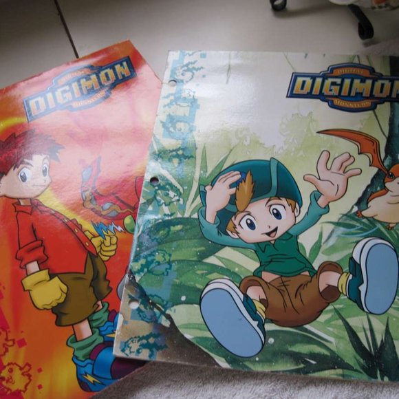 2 Digimon 3 Hole Folders Japanese Animation Anime School Digital Monsters 1999 - Picture 2 of 14